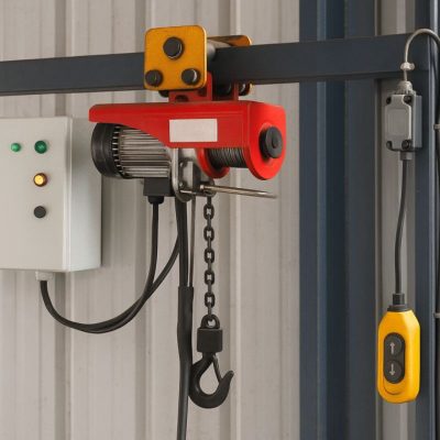 Bảng điều khiển tầng của thang nâng hàng, thiết kế nút bấm đơn giản, dễ thao tác.