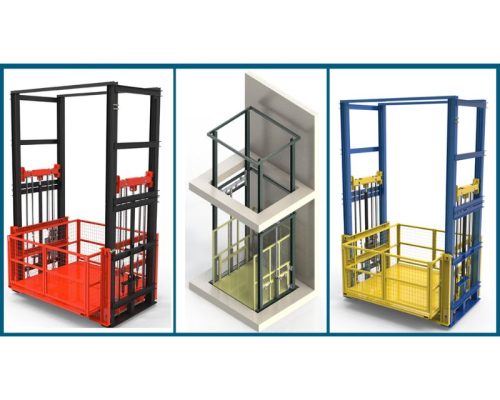 Mẫu thang tải hàng công nghiệp chuyên dụng tích hợp cảm biến an toàn, cửa tự động và hệ điều khiển PLC, vận hành liên tục 24/7